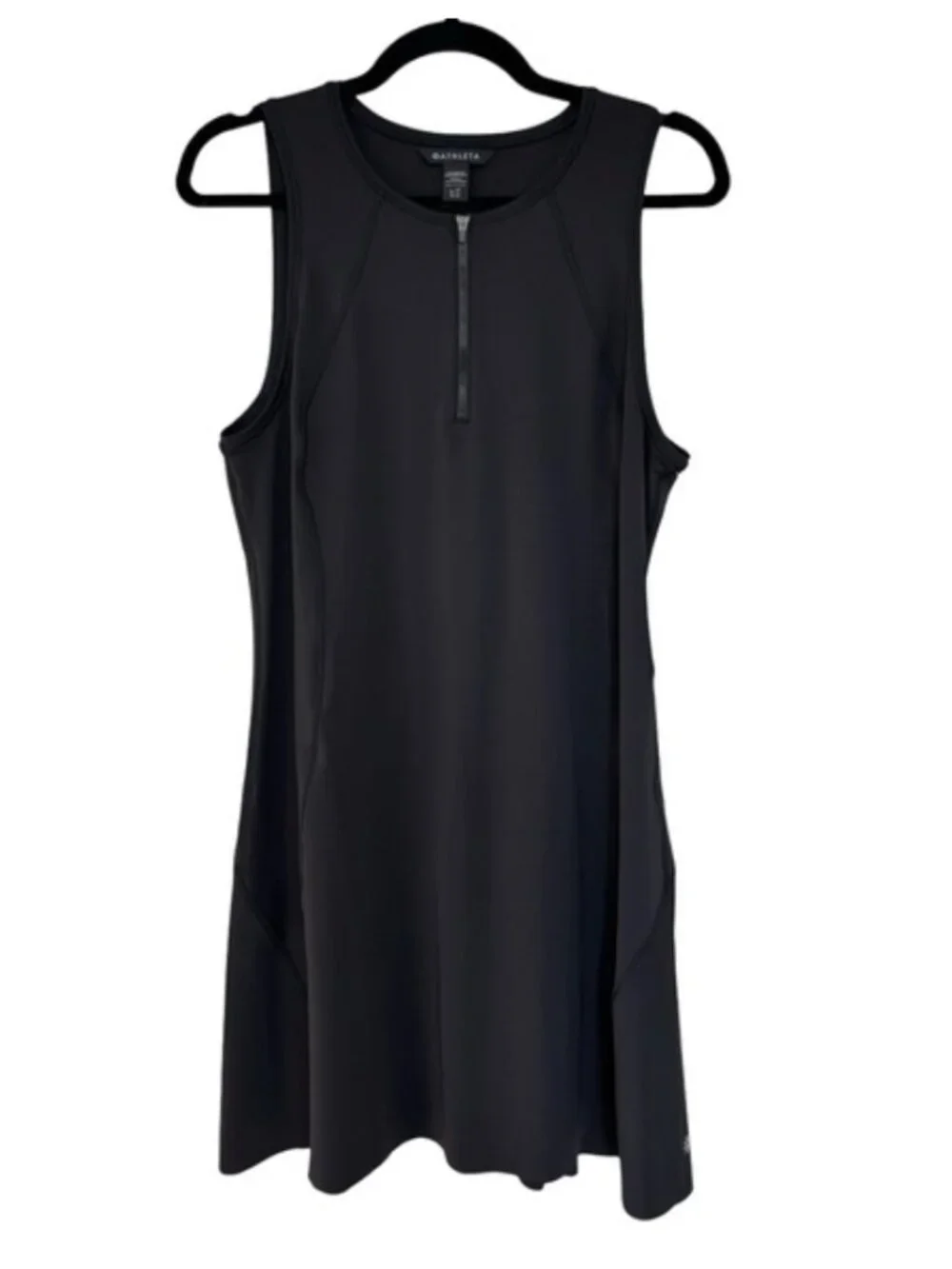 Athleta Ace Black Tennis Dress Sz Small Active Wear 1/4 Zip Sleeveless Golf - Picture 2 of 9